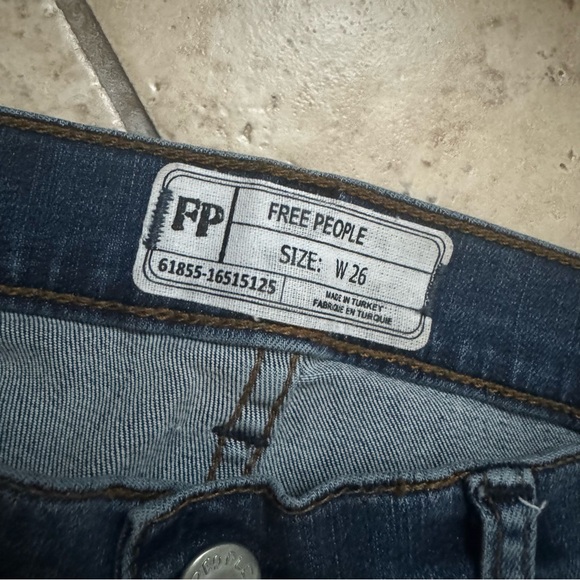 Free People Dark Blue Distressed Skinny Jeans - Picture 2 of 6